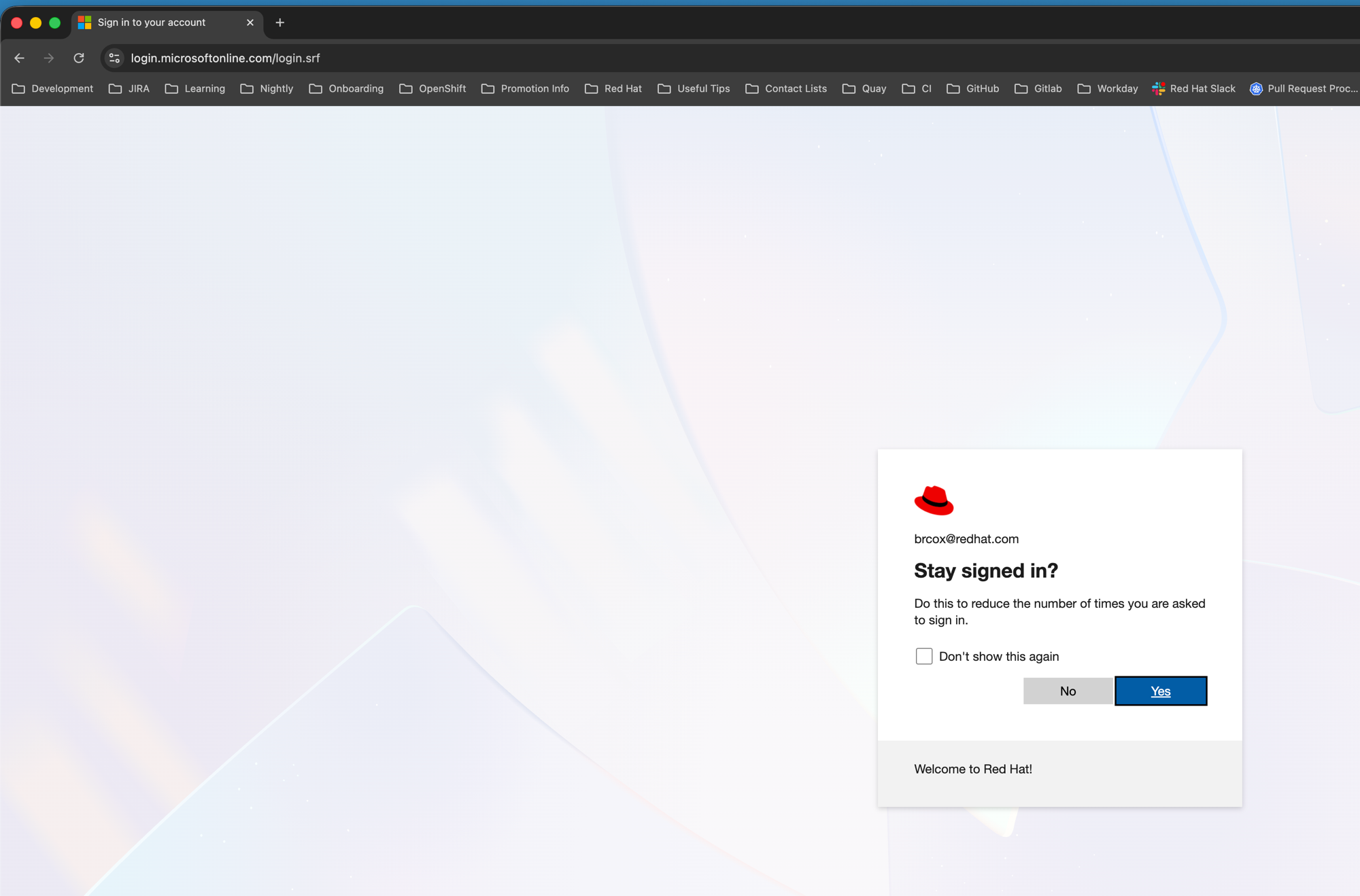 Azure AD Stay signed in prompt